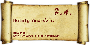 Helmly András névjegykártya